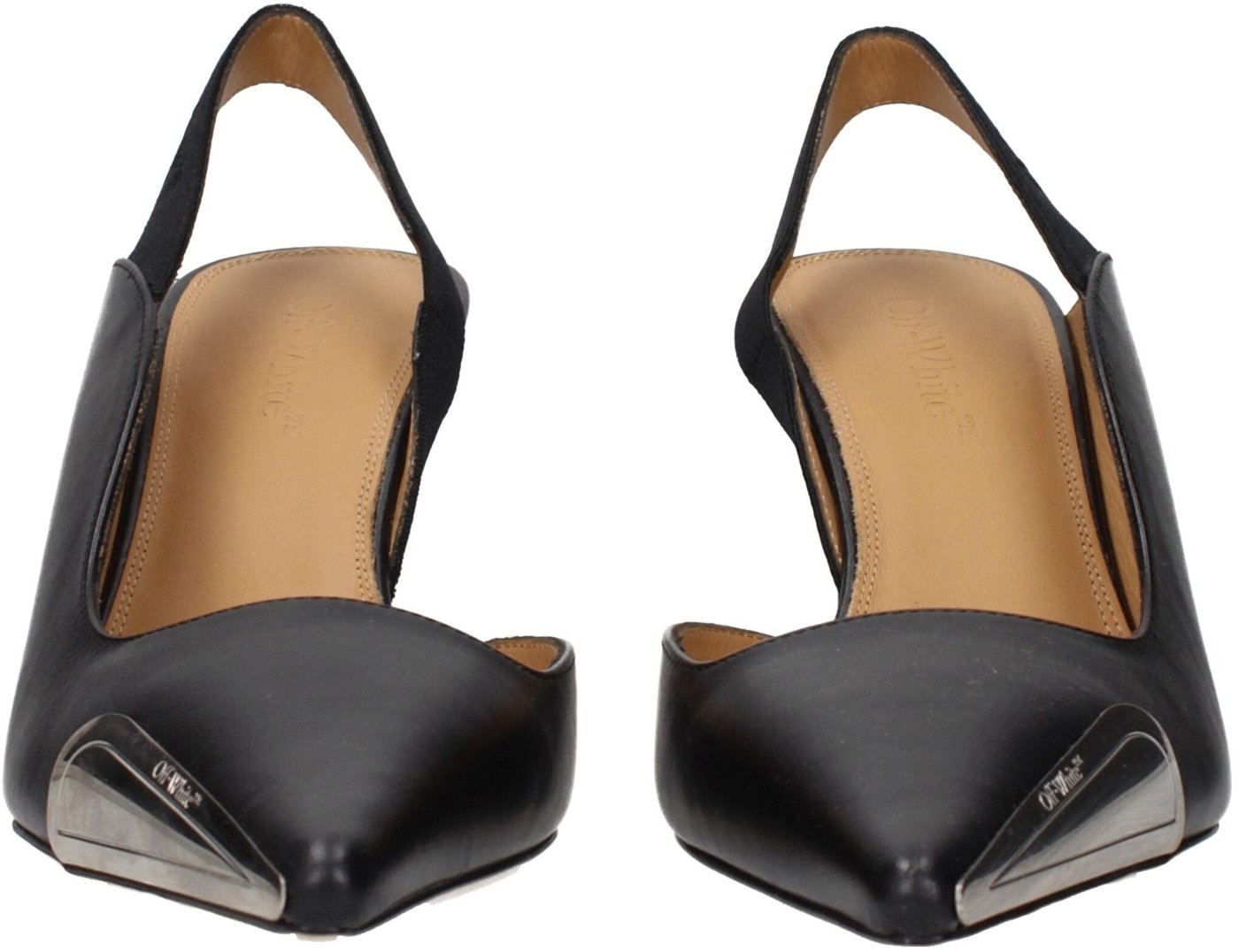 Off-White Black Leather High Heel Pumps