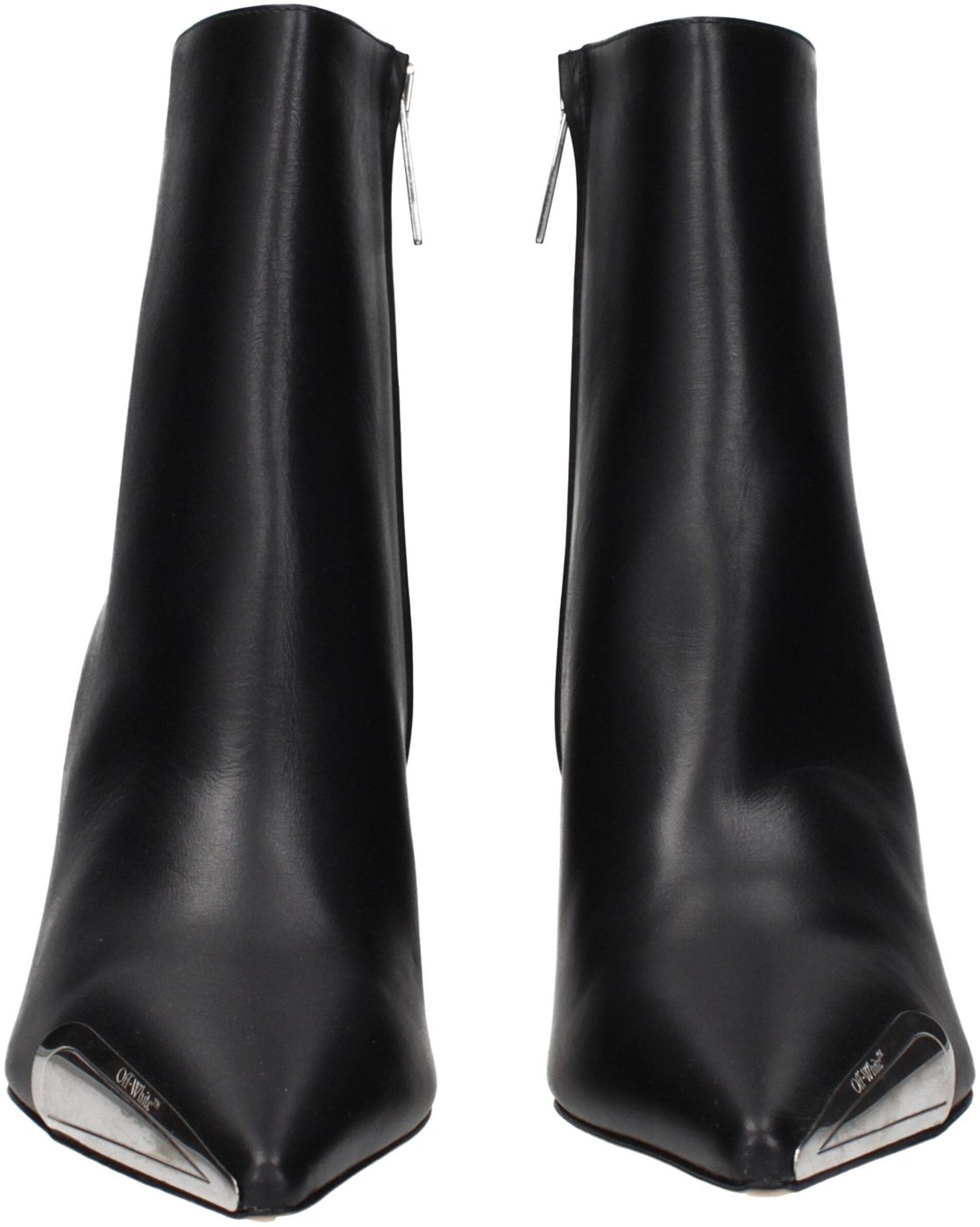 Off-White Black Leather Ankle Boots