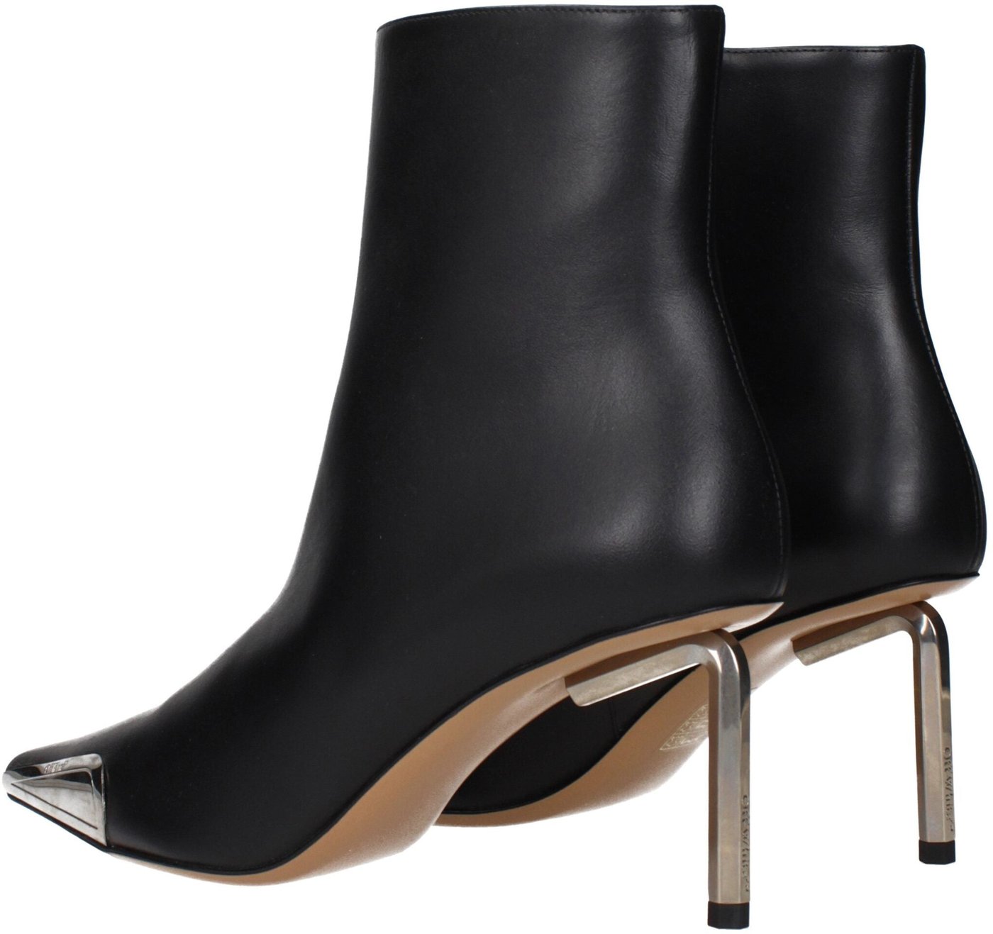Off-White Black Leather Ankle Boots