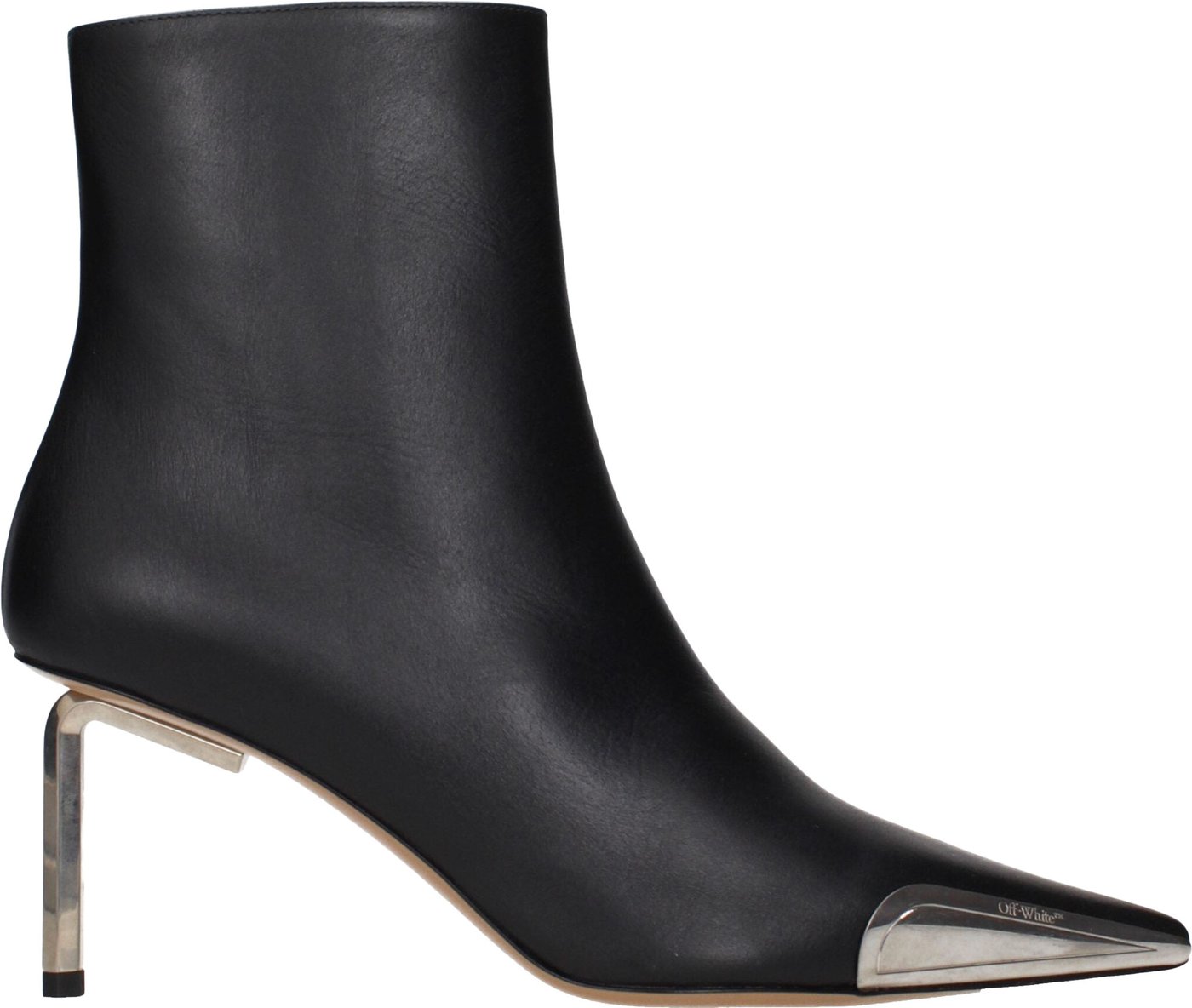 Off-White Black Leather Ankle Boots