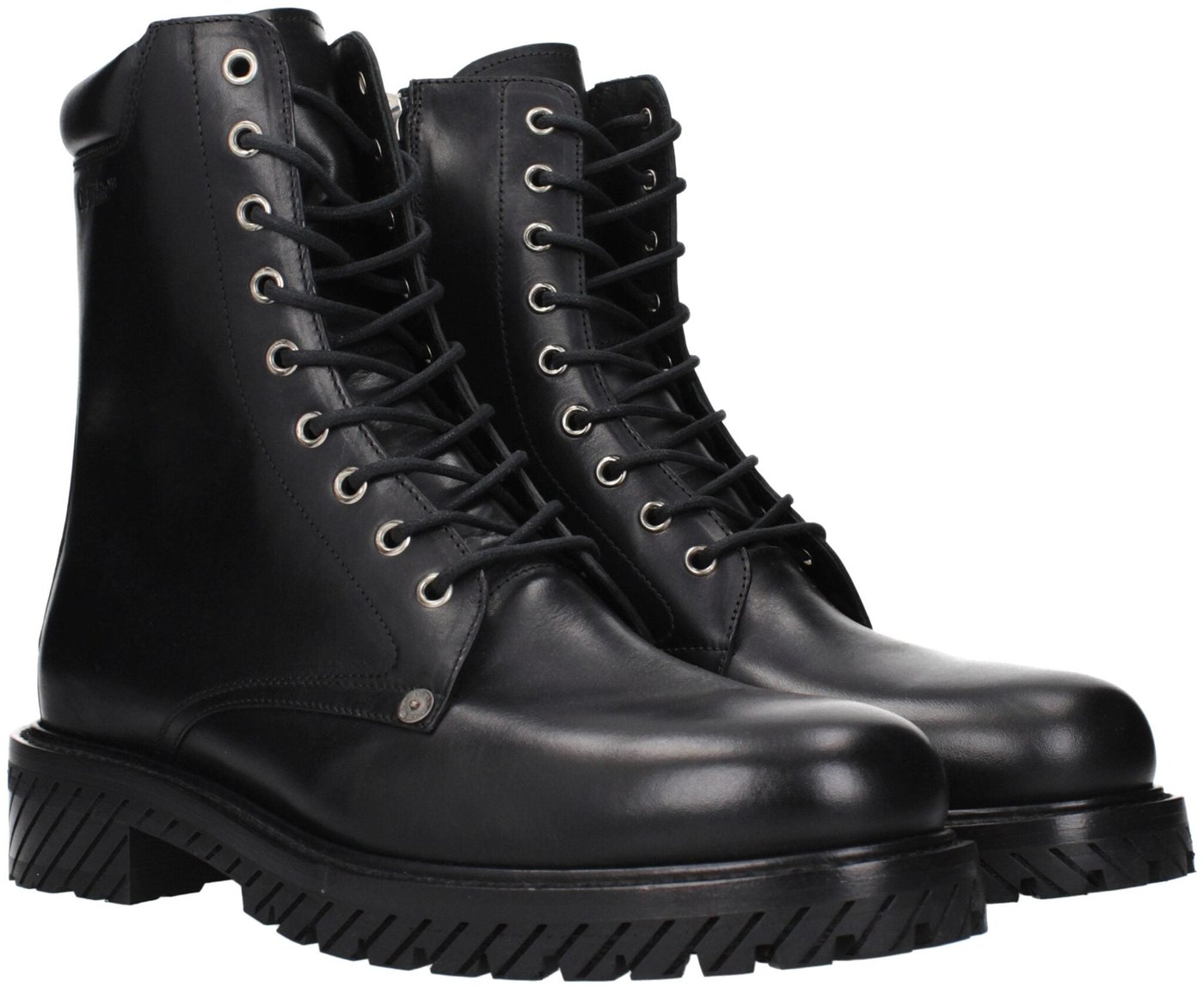 Off-White Black Leather Ankle Boots