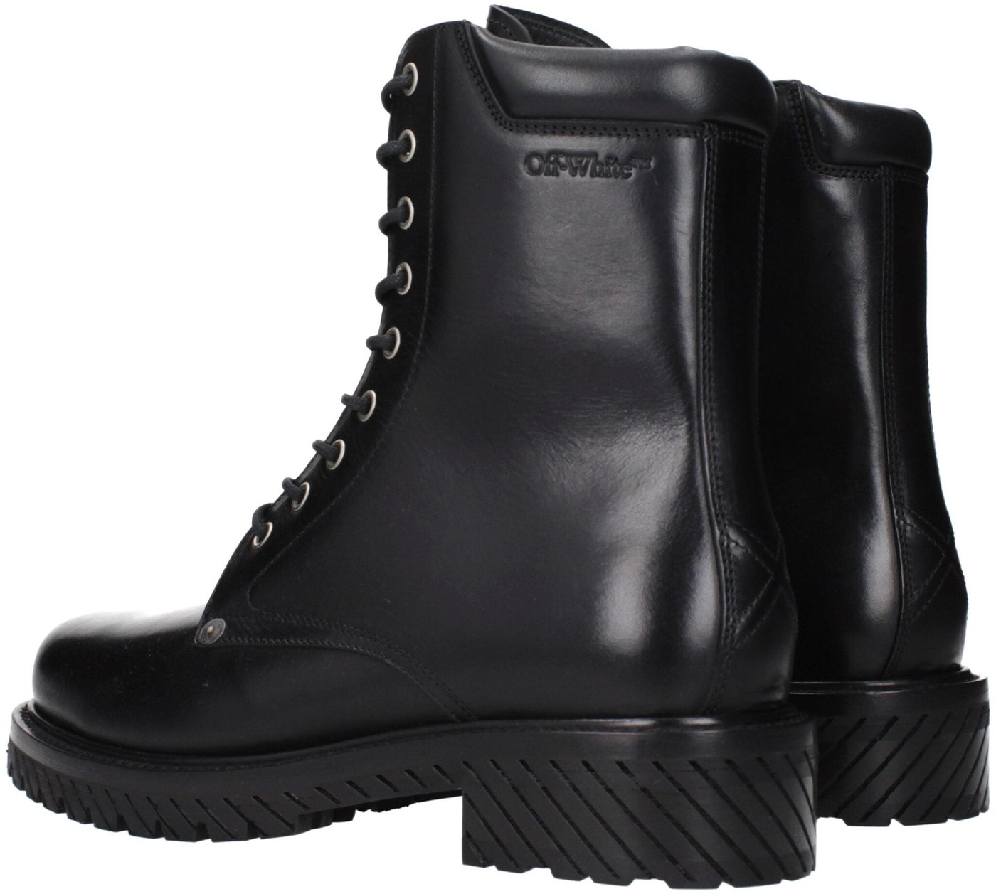 Off-White Black Leather Ankle Boots