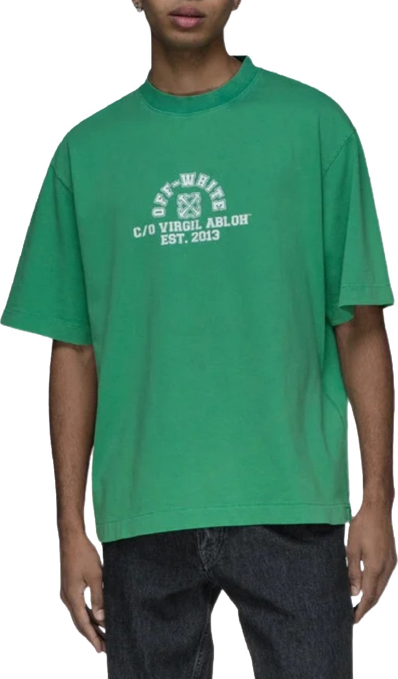 Off-White Logo-Print Men's T-Shirt Green White