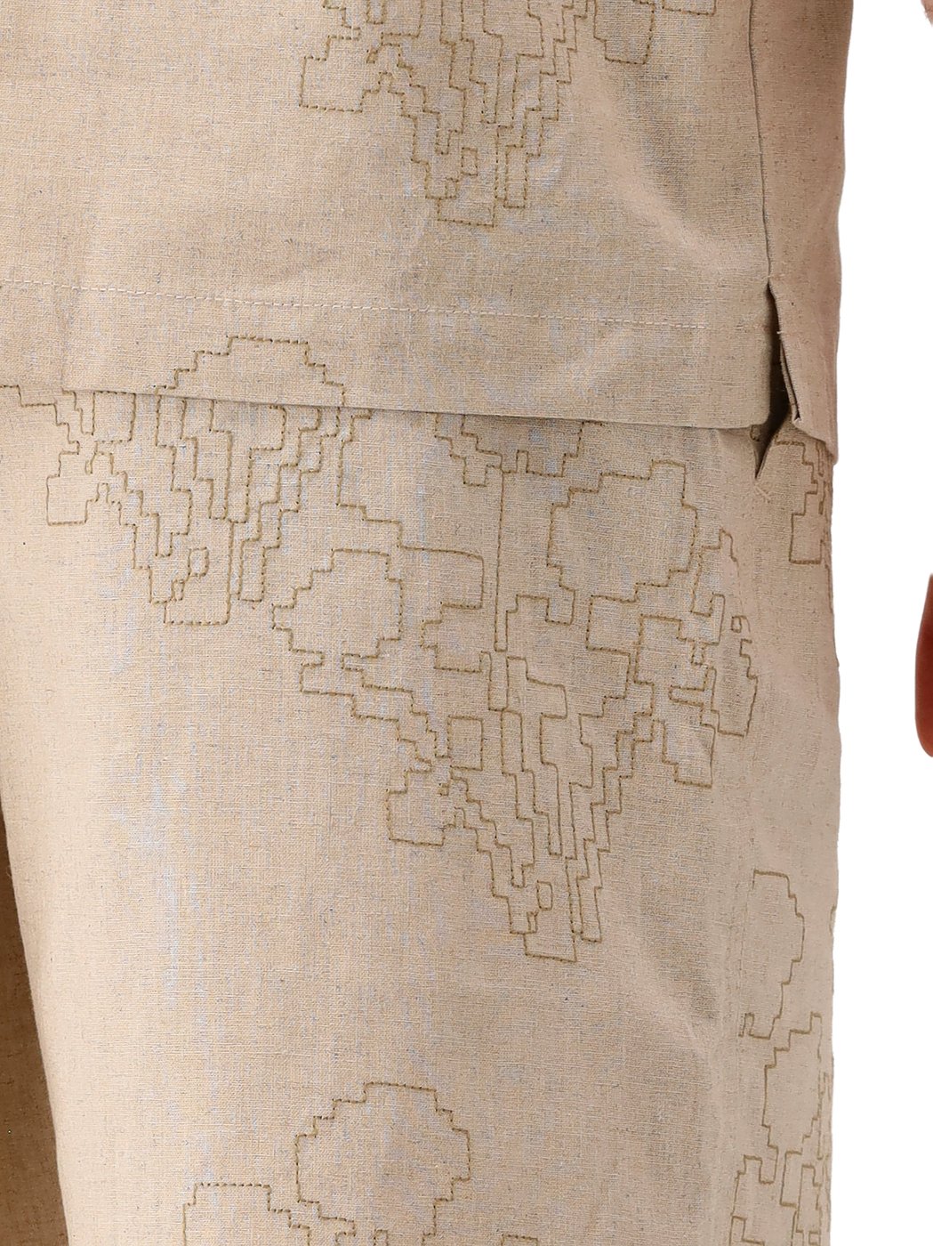 Olaf Korte Broek Beige Embroidered Flower