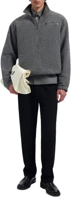wool fleece zip jacket grey