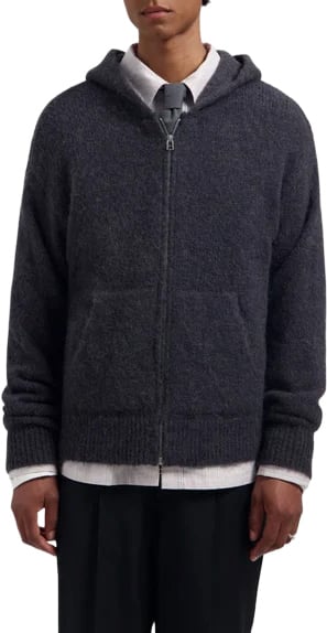 zip knitted hoodie charcoal