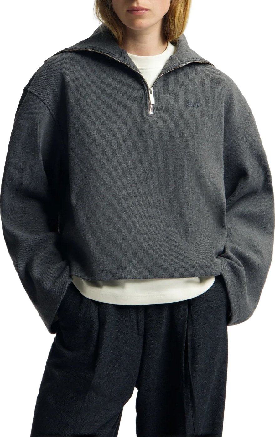 Olaf - Half zip rib sweat - W270200 - Charcoal