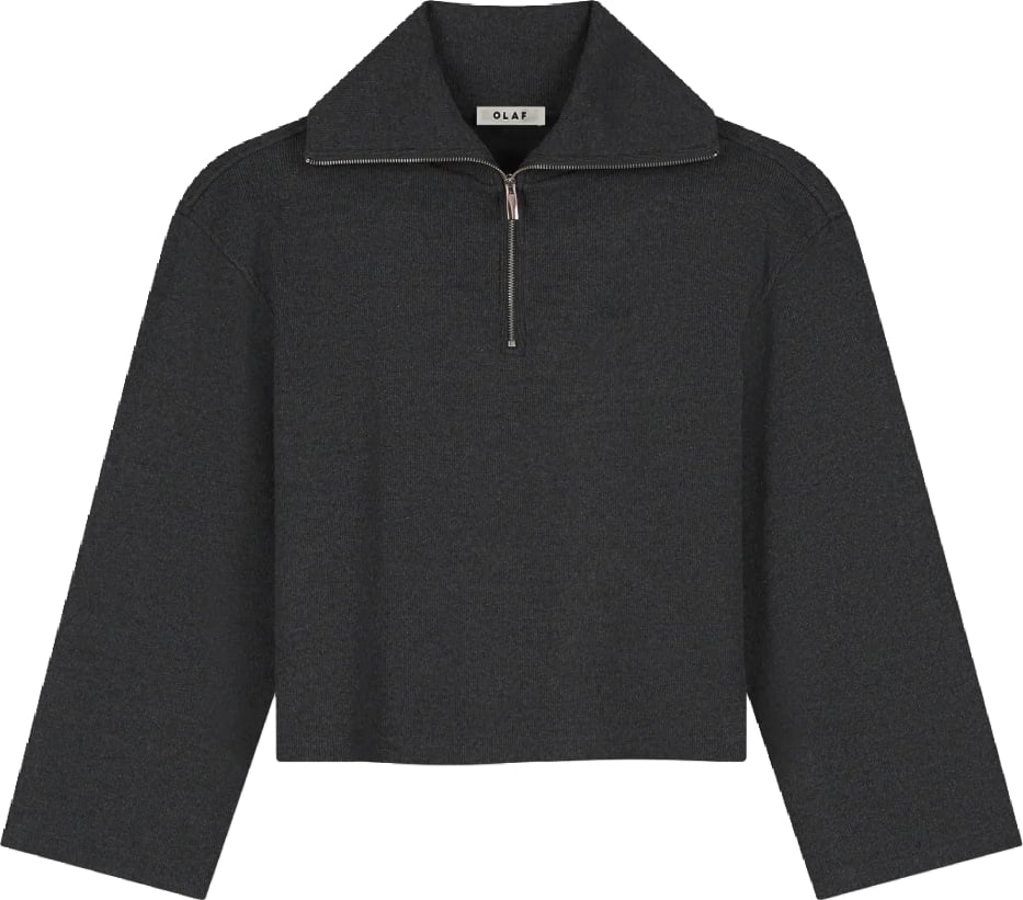 Olaf - Half zip rib sweat - W270200 - Charcoal