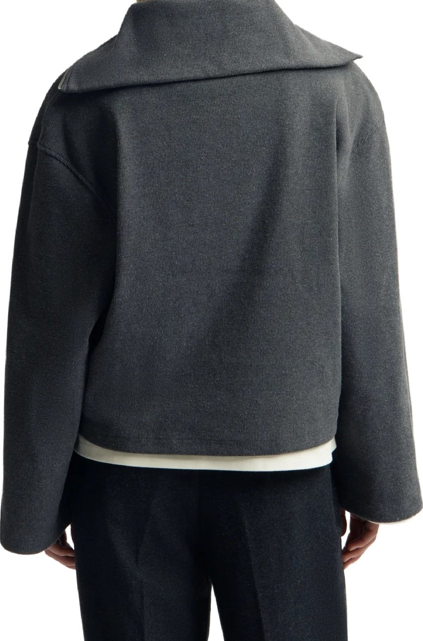 Olaf - Half zip rib sweat - W270200 - Charcoal
