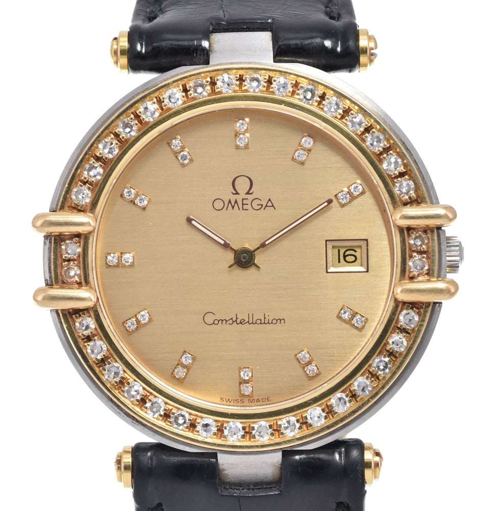 Omega Constellation Quartz Stainless Steel and Yellow Gold with Diamond Bezel and Markers and Mother of Pearl 25