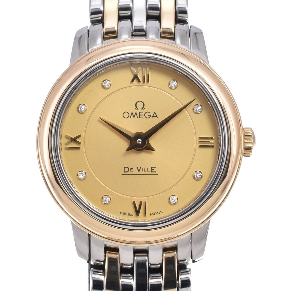 Omega De Ville Prestige Quartz Stainless Steel and Rose Gold with Diamond Markers 24