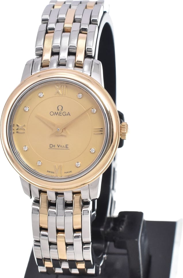 Omega De Ville Prestige Quartz Stainless Steel and Rose Gold with Diamond Markers 24