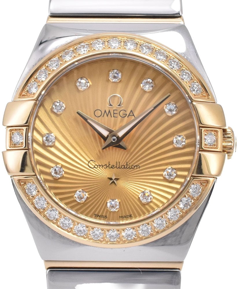 Omega Constellation Quartz Stainless Steel and Yellow Gold with Diamond Bezel and Markers and Mother of Pearl 24