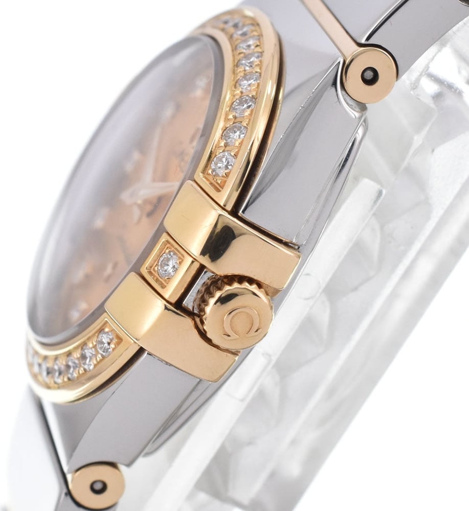 Omega Constellation Quartz Stainless Steel and Yellow Gold with Diamond Bezel and Markers and Mother of Pearl 24