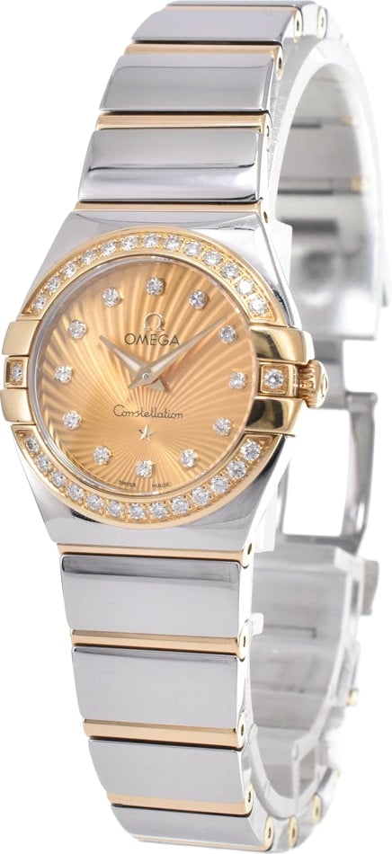 Omega Constellation Quartz Stainless Steel and Yellow Gold with Diamond Bezel and Markers and Mother of Pearl 24