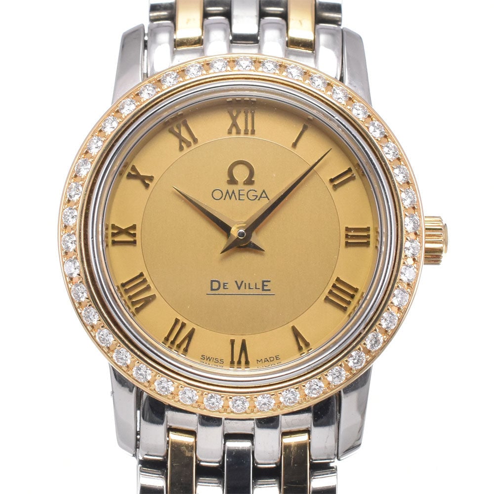 Omega De Ville Prestige Quartz Stainless Steel and Yellow Gold with Diamond Bezel and Markers 22