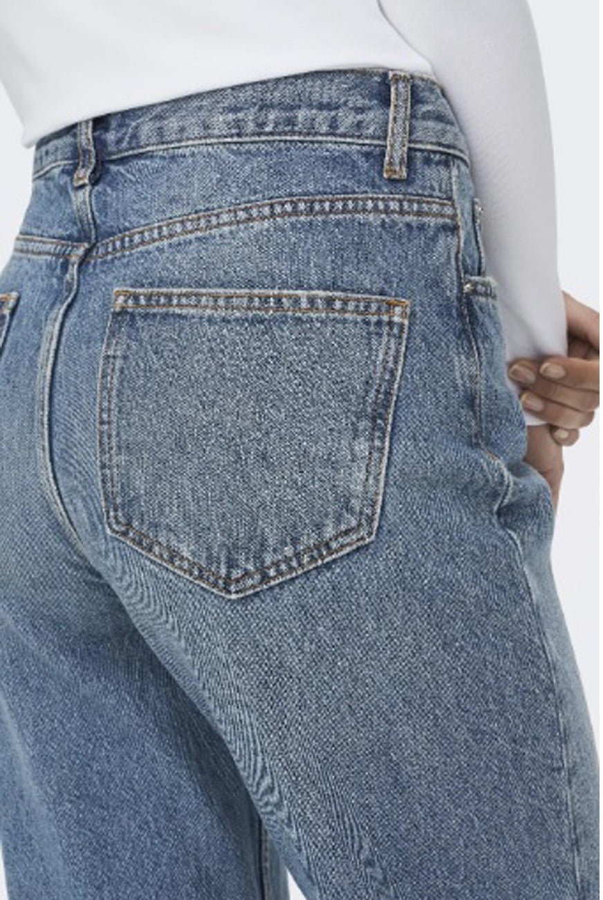 Only Light Blue Cotton Relaxed Fit Jeans