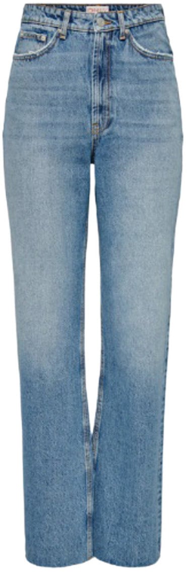 Only Light Blue Cotton Relaxed Fit Jeans