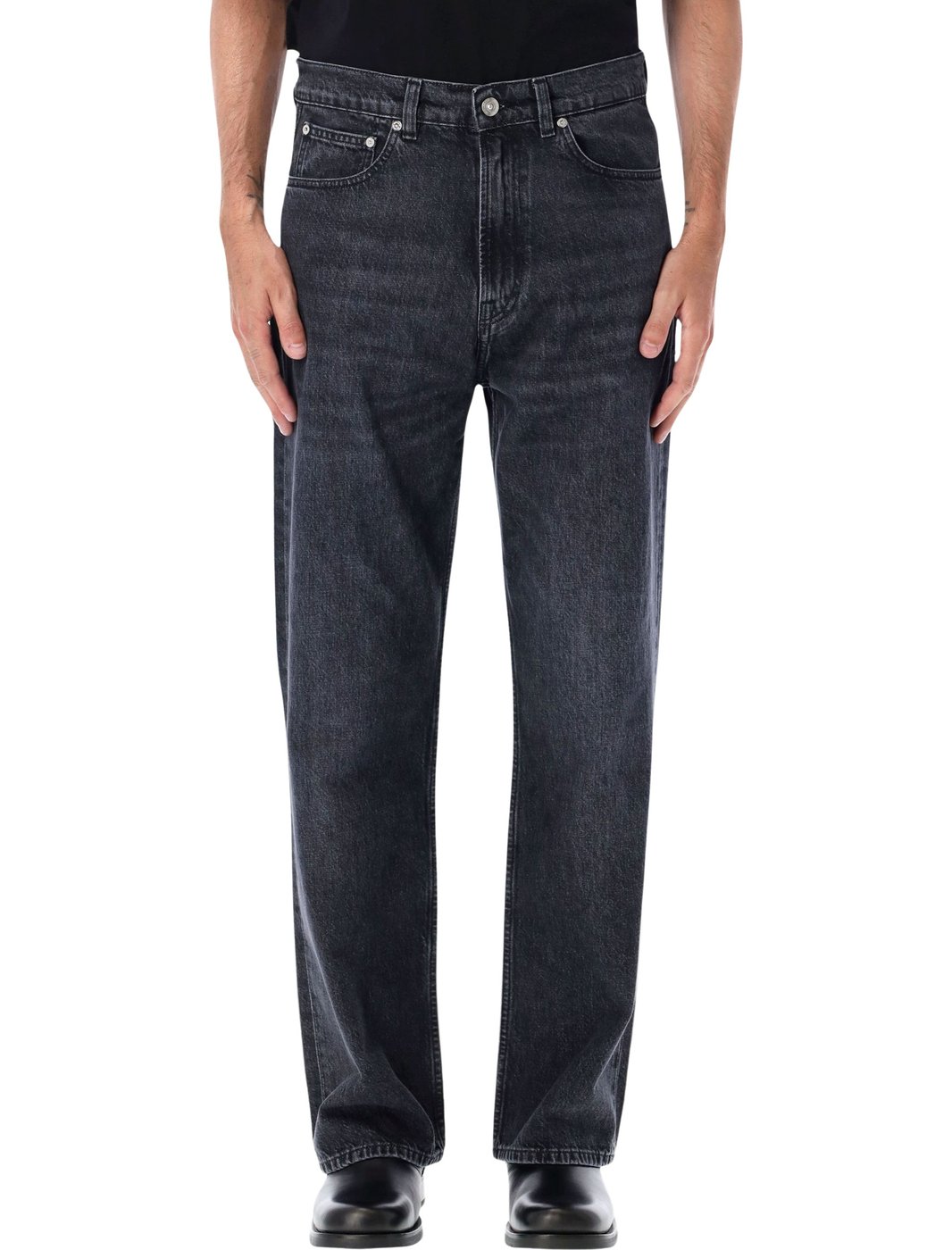 Relaxed-Fit Straight-Leg Jeans with Vintage Wash Finish