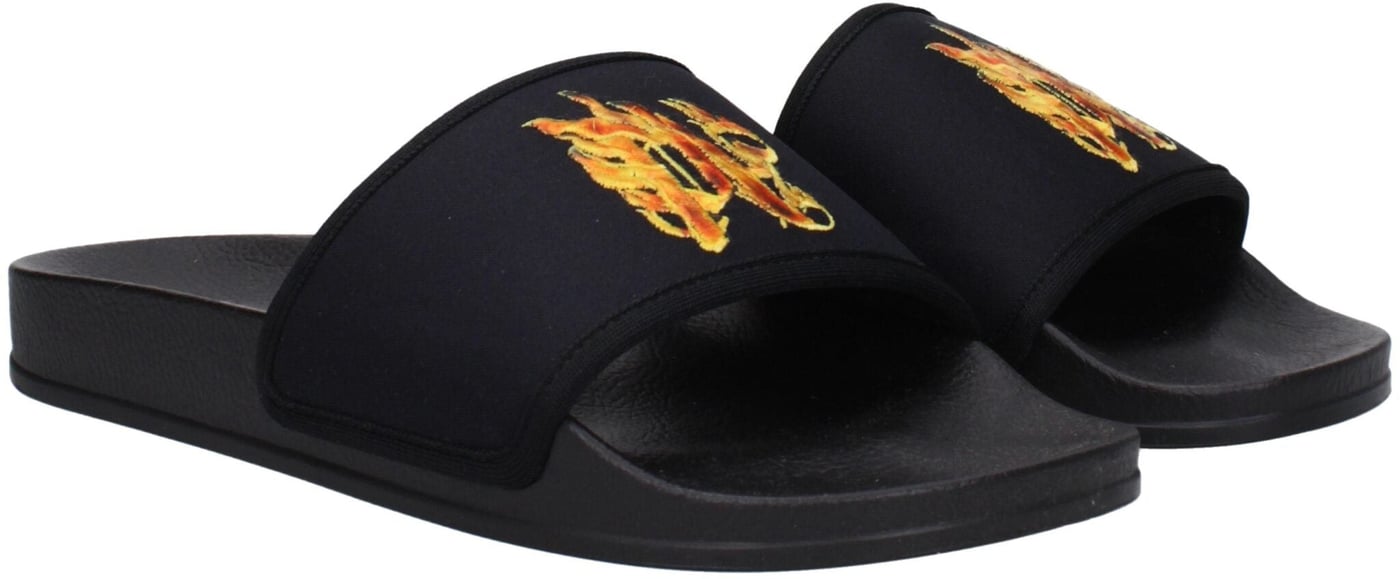 Palm Angels Black Fabric Slippers