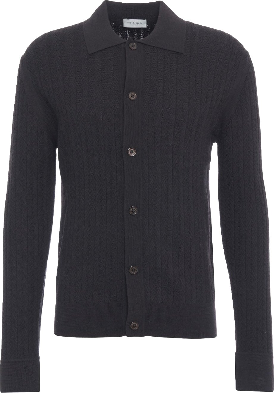 Cardigan with polo collar