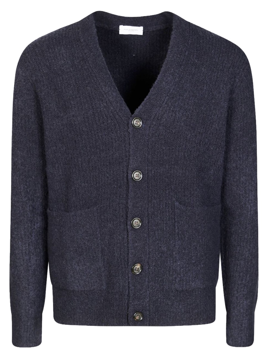 Multicolor V-Neck Wool-Blend Cardigan