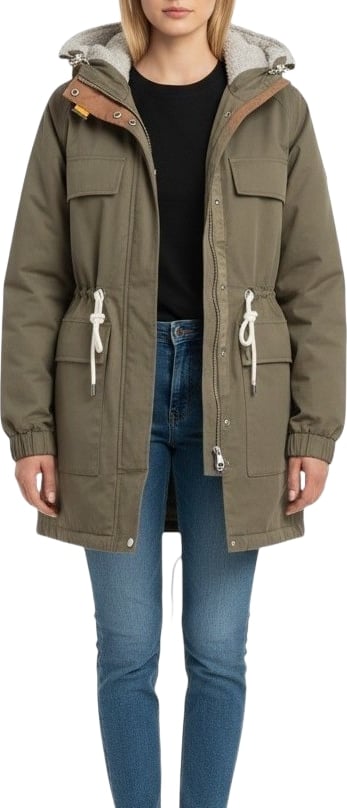 Doudoune parka taupe capuche laine greige Naruse Parajumpers PJS Femme PWJKBI32 B070