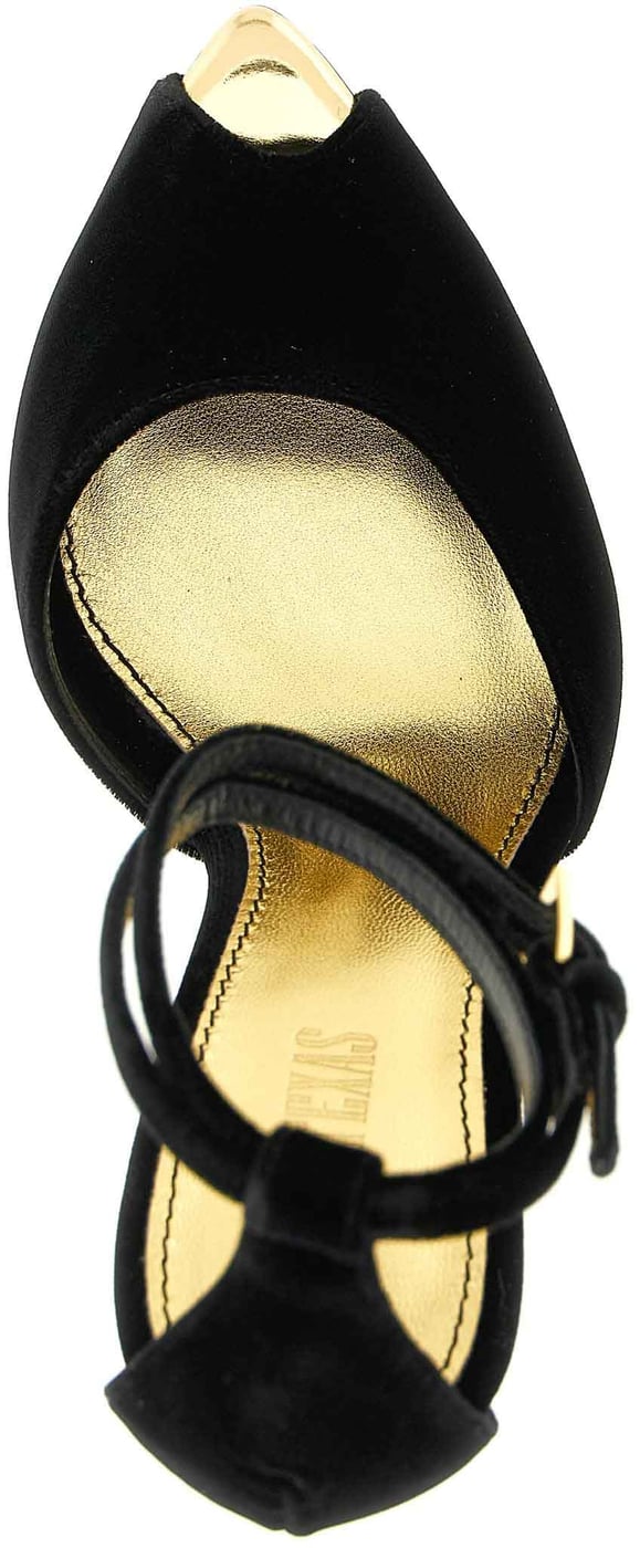 Paris Texas Black Viscose Stiletto Heel Sandals