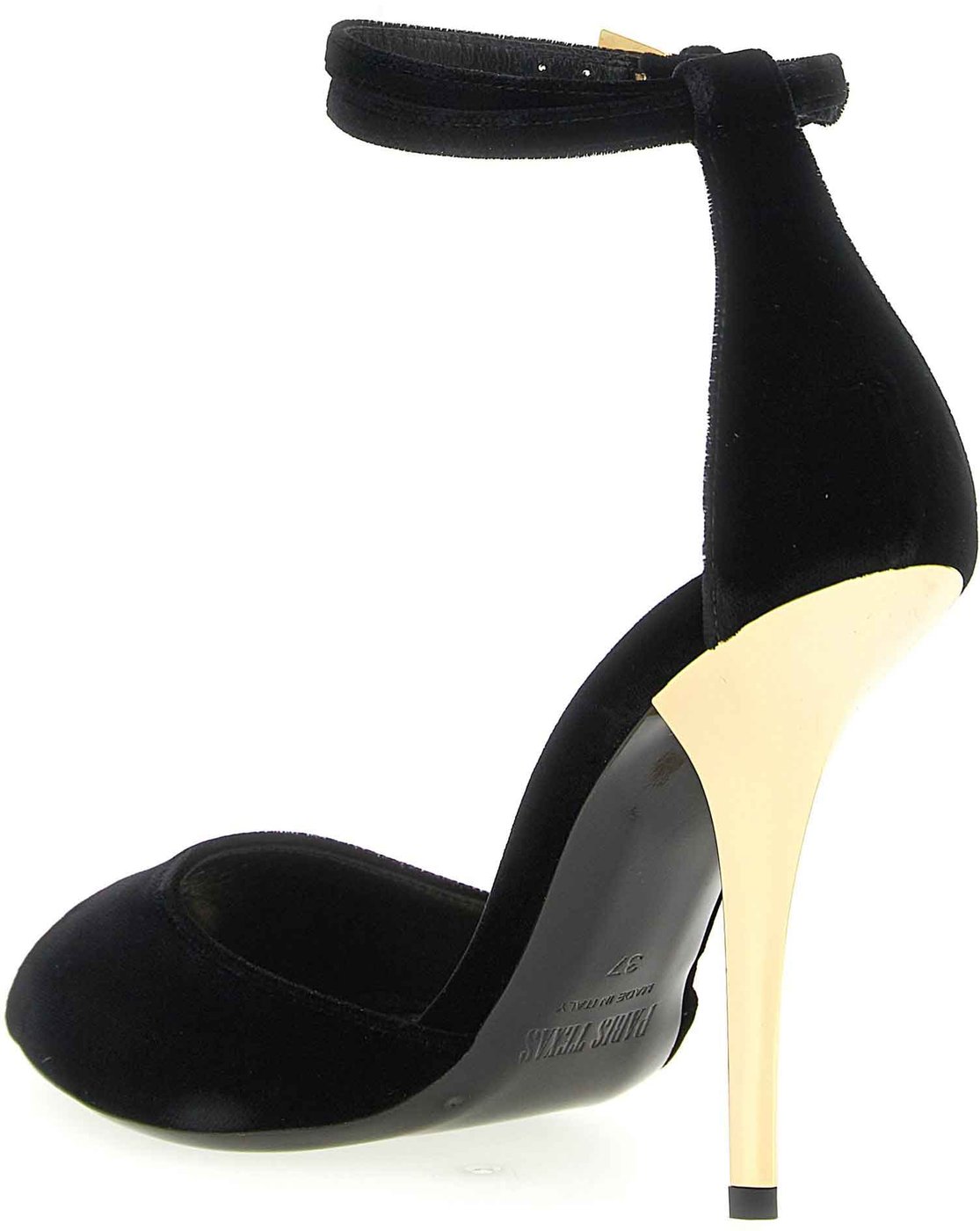 Paris Texas Black Viscose Stiletto Heel Sandals