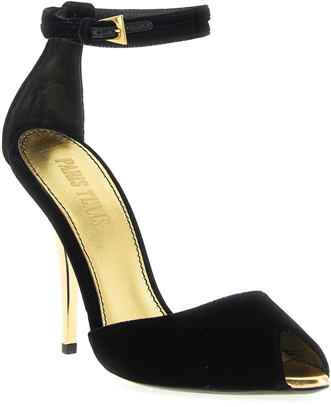 Paris Texas Black Viscose Stiletto Heel Sandals