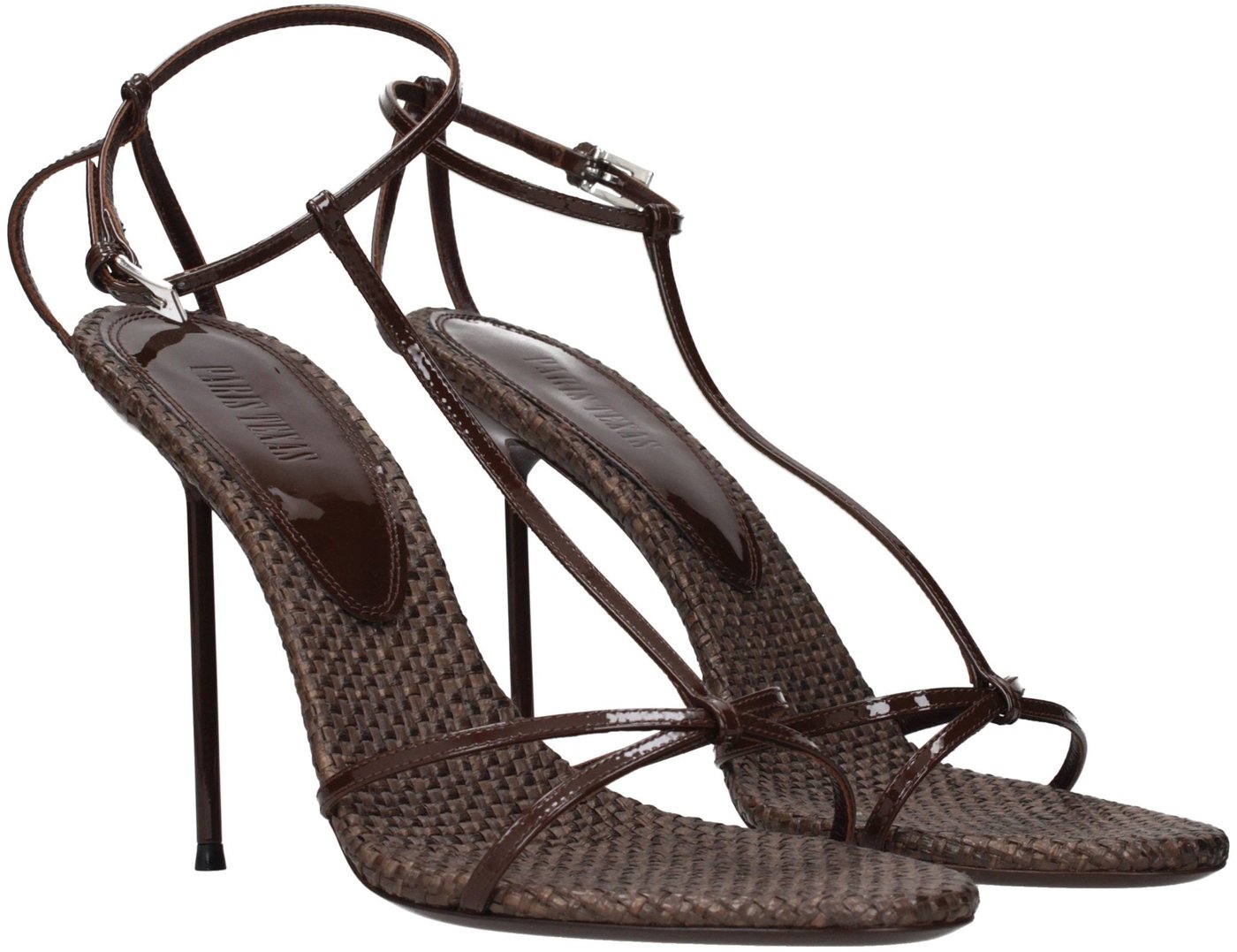 Paris Texas Brown Leather Stiletto Heel Sandals