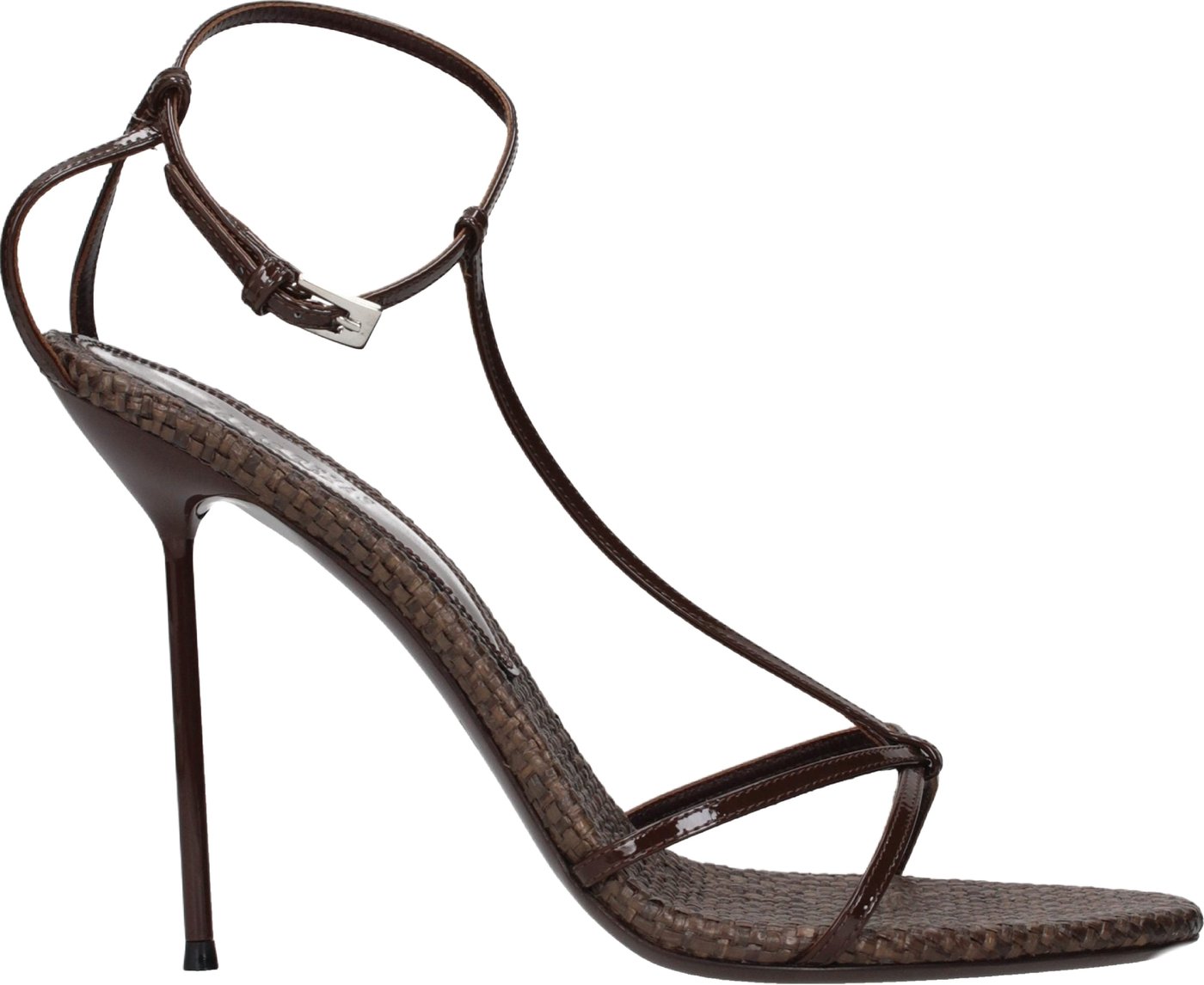 Paris Texas Brown Leather Stiletto Heel Sandals