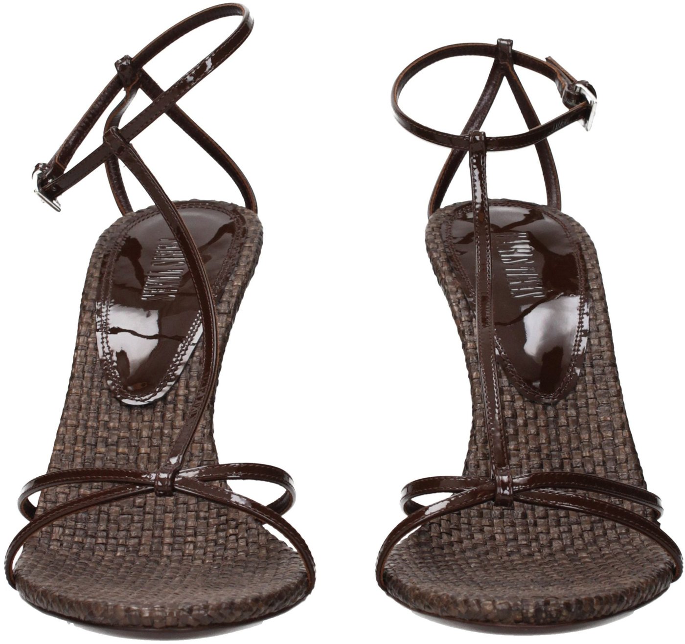 Paris Texas Brown Leather Stiletto Heel Sandals
