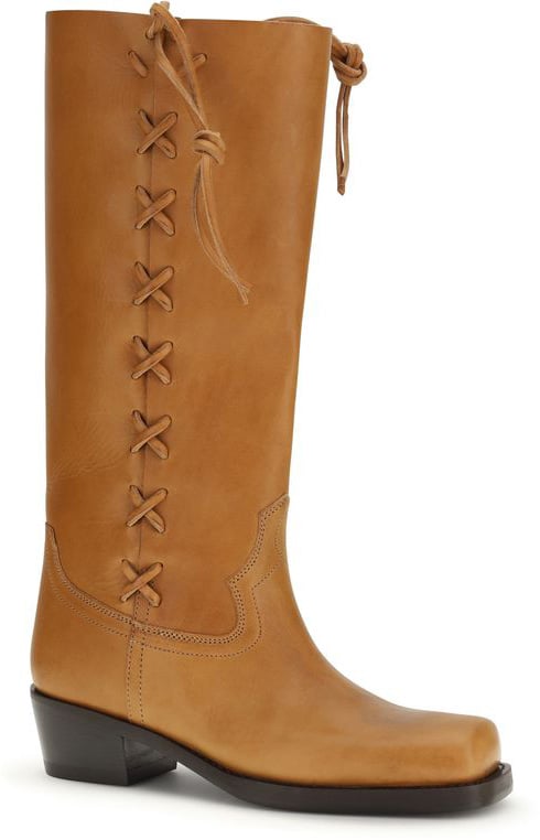 Paris Texas Brown Calf Leather Bos Taurus Lace-Up Boots