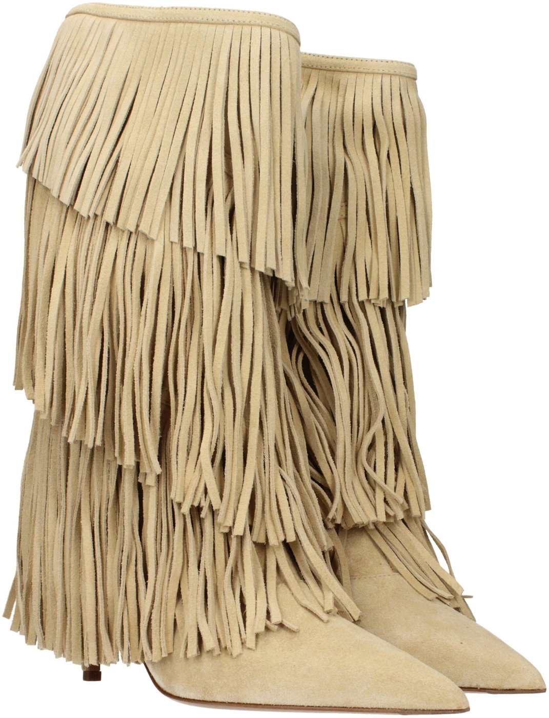 Paris Texas Beige Leather Flat Boots