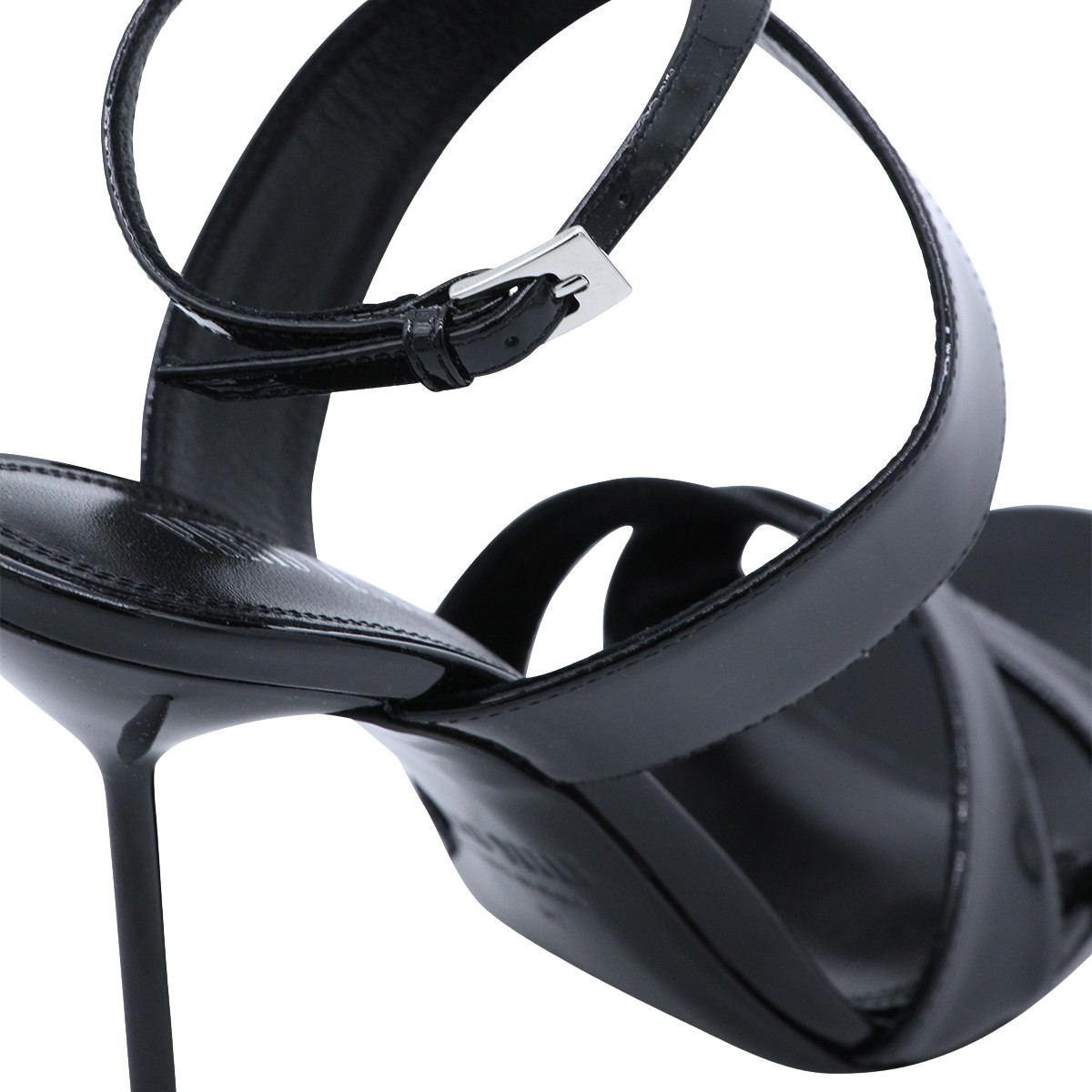 High-Heeled Black Sandals with Straps