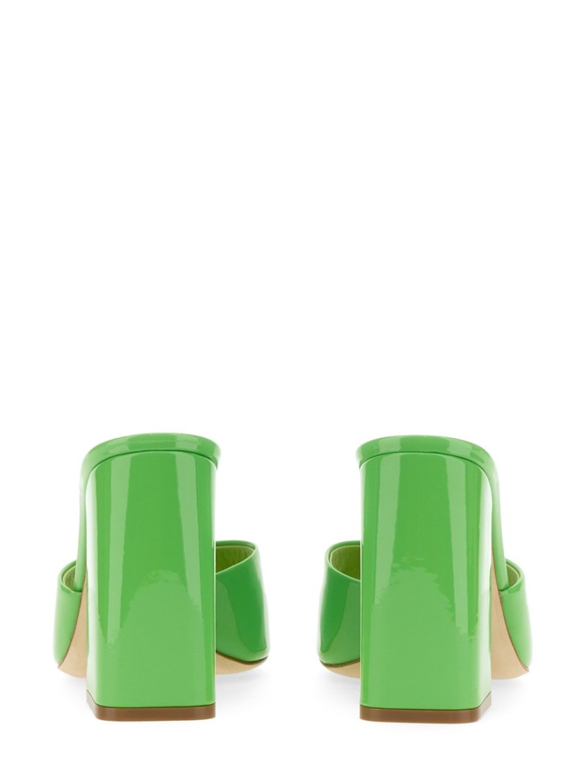 Anja Open-Toe Green Patent Leather Mules