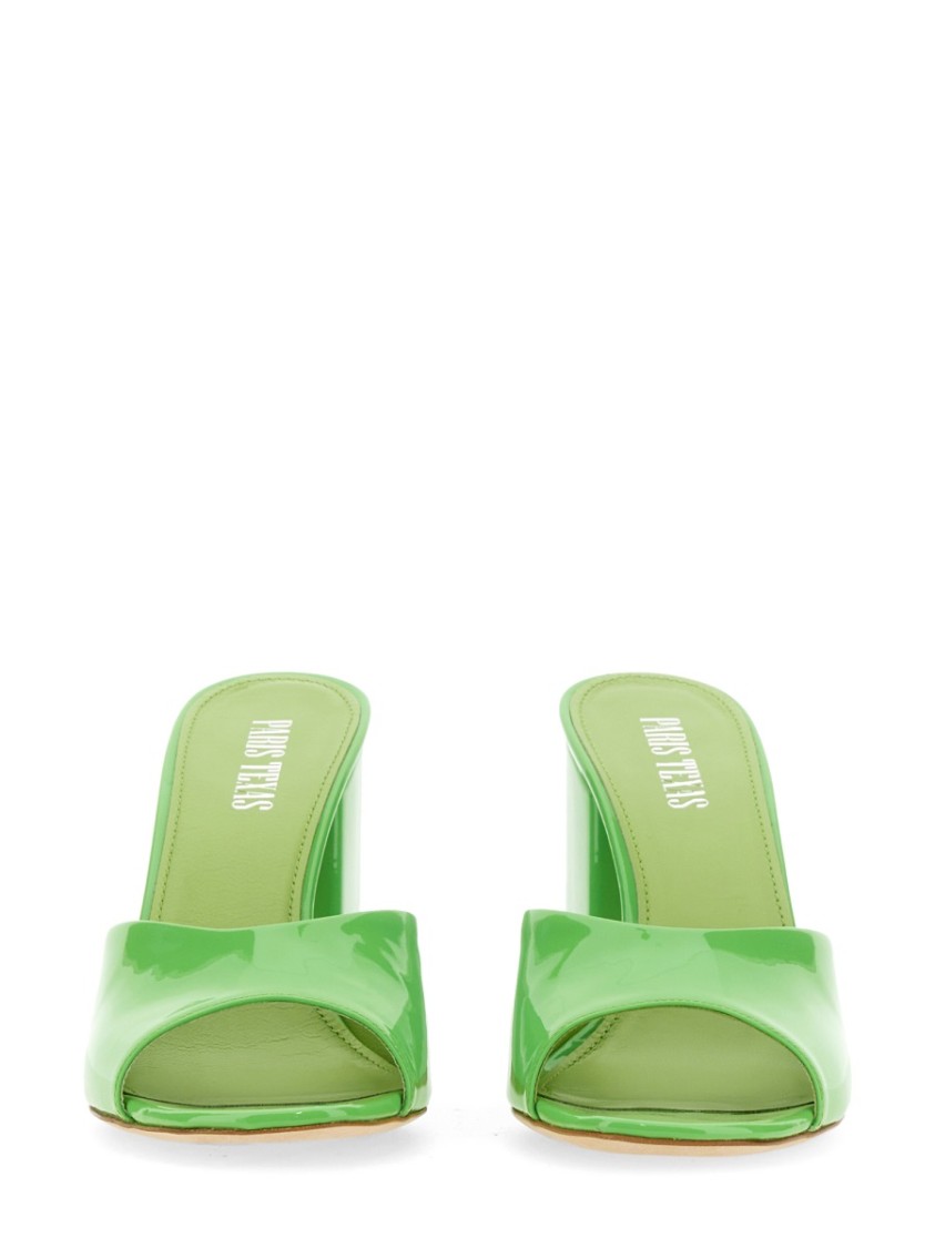 Anja Open-Toe Green Patent Leather Mules