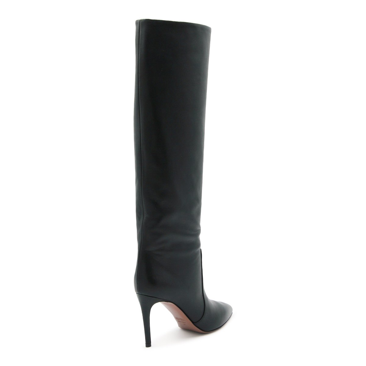 Black Leather Stiletto High Heel Boots