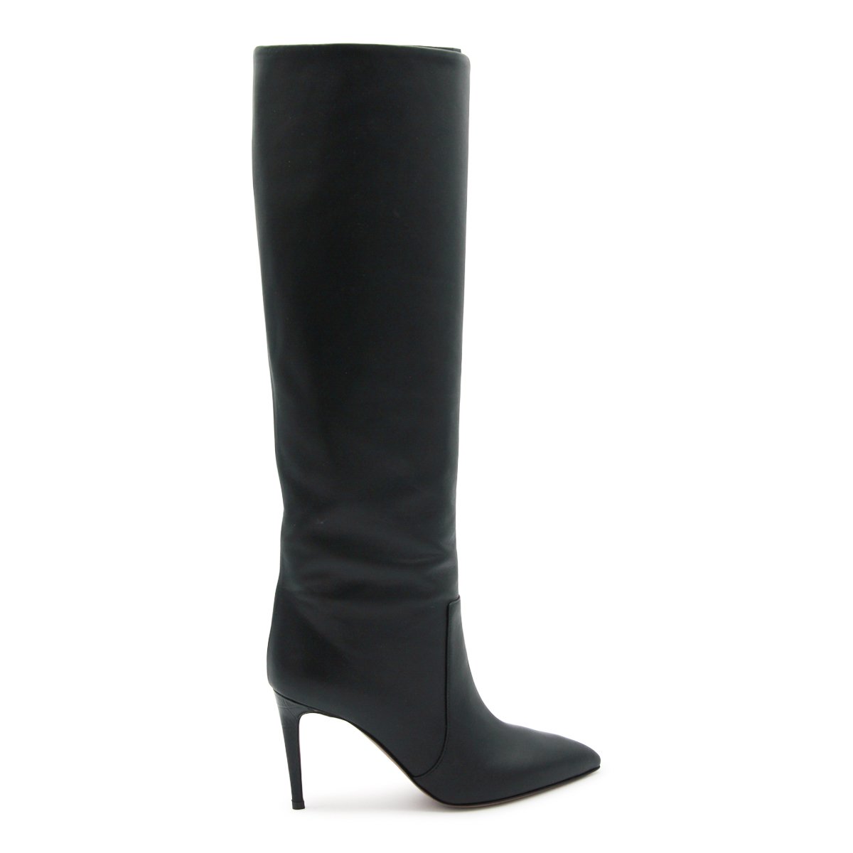 Black Leather Stiletto High Heel Boots