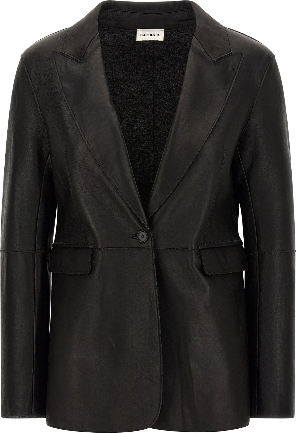 P.A.R.O.S.H. Black Lamb Leather Blazer