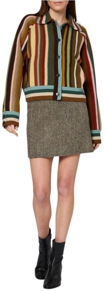 Jupe courte Harris tweed chevron brun écru Paul Smith Femme W1R 322S W03205 61