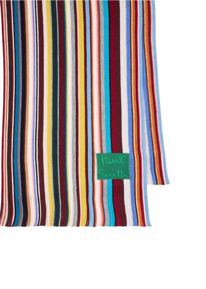 Echarpe fine rayée baya bleu jaune Paul Smith Homme Femme M1A 151F T542 92A