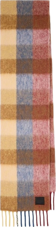 Echarpe épaisse damier brique camel bleu 26x220 Paul Smith Homme W1A 250T W216 21