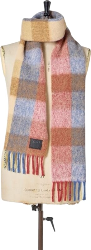Echarpe épaisse damier brique camel bleu 26x220 Paul Smith Homme W1A 250T W216 21