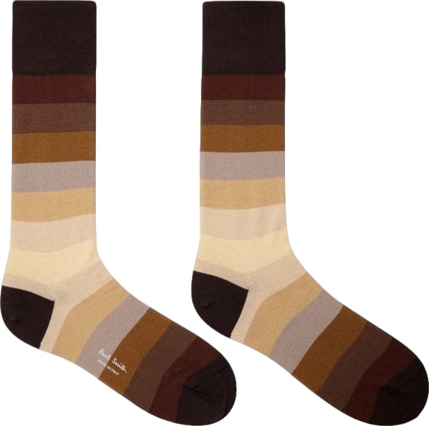 Chaussettes rayée large choco camel Paul Smith Homme M1A 380CI W156 60
