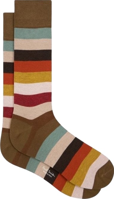 Chaussettes rayée large kaki orange Paul Smith Homme M1A 800MO W149 92