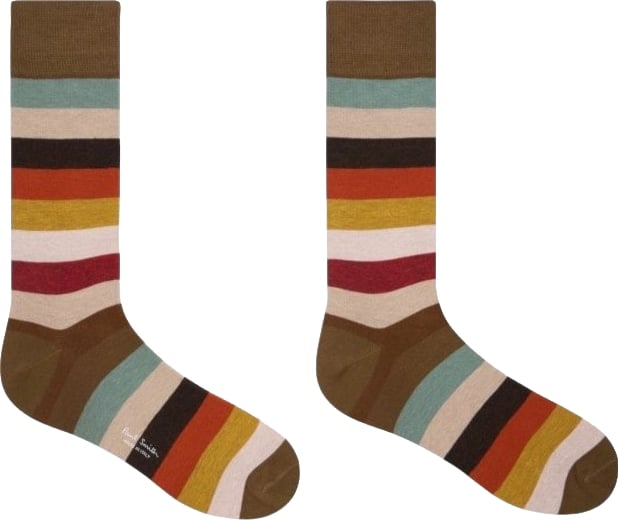 Chaussettes rayée large kaki orange Paul Smith Homme M1A 800MO W149 92