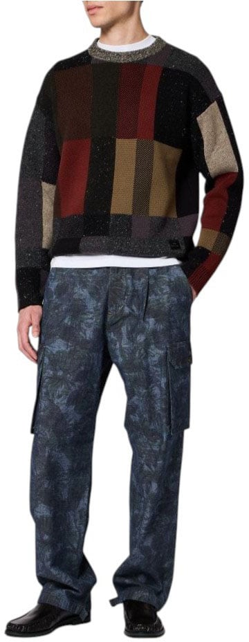 Pantalon cargo denim print jungle bleu vert Paul Smith Homme M2R A201P W22813 46