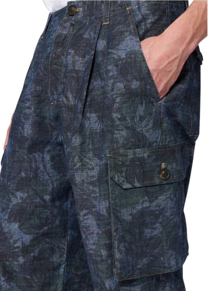 Pantalon cargo denim print jungle bleu vert Paul Smith Homme M2R A201P W22813 46